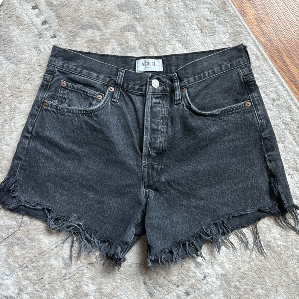 Agolde Black Parker Long Shorts